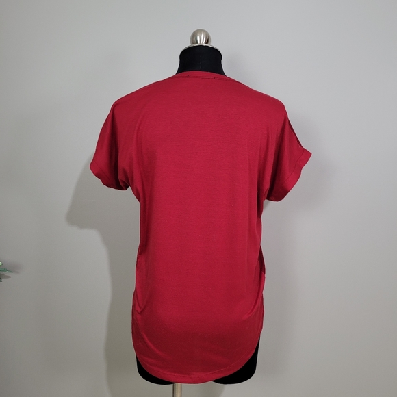 Meow red teeshirt with chenille cat patch - Picture 5 of 7